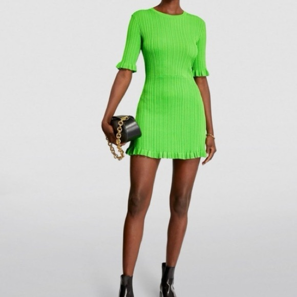 Maje Rochasse Knitted Mini Dress Green Size 40 US 8 - Picture 1 of 16